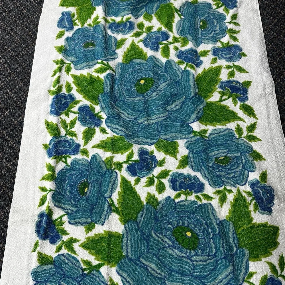 Vintage Fieldcrest Retro blue towel set bath hand‎ washcloth 1970s